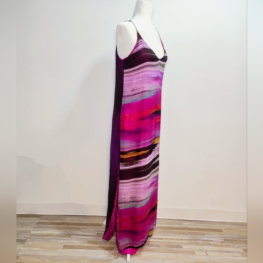 Rory Beca 100% Silk Maxi Abstract Print Resort Colorful California Beachy Dress - Picture 3 of 11